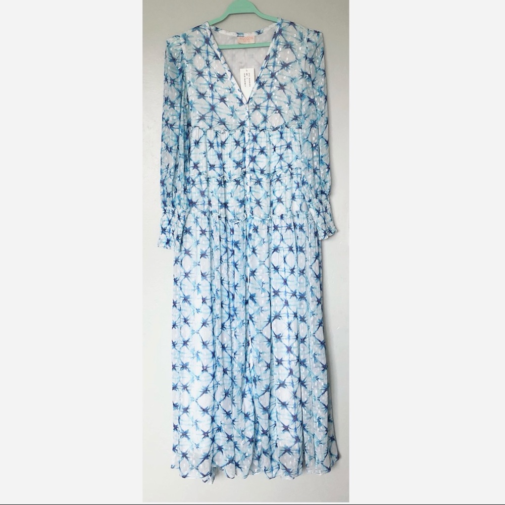 Rococo Sand Blue and White Maxi Dress